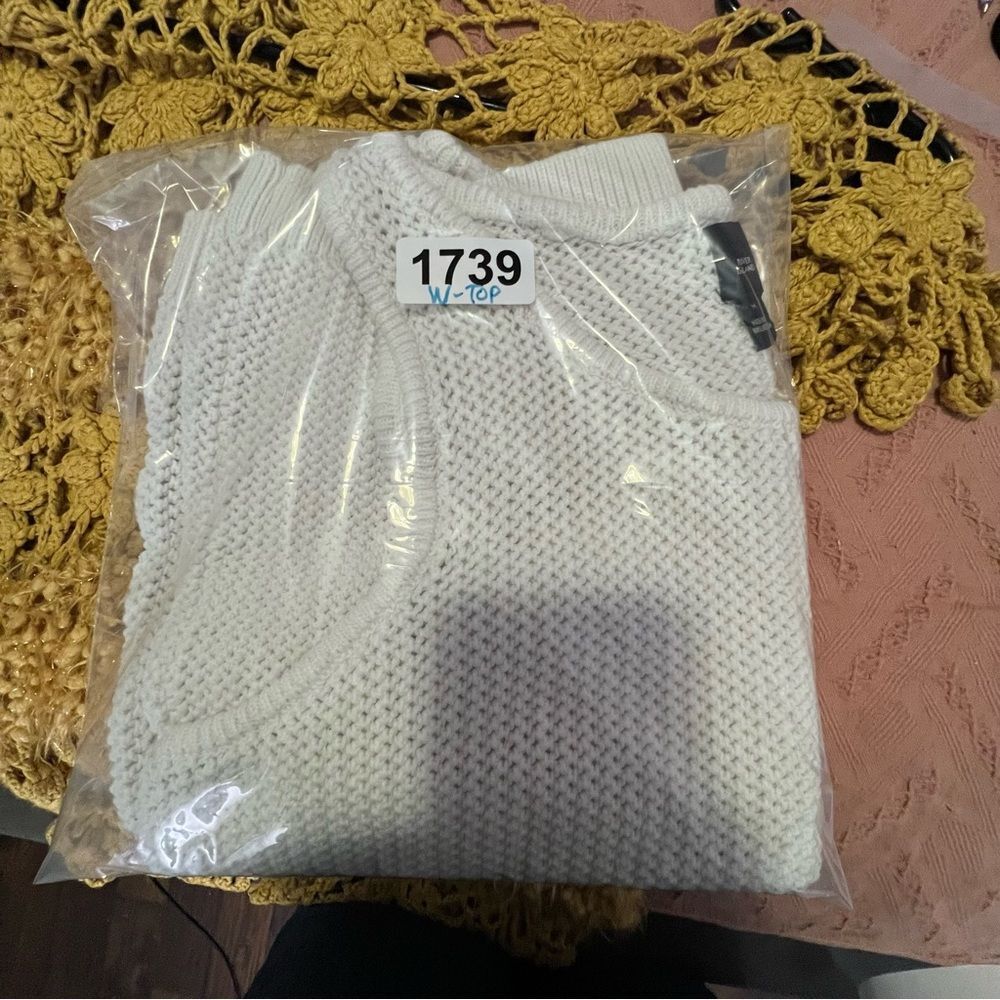 River Island White Cable Knit Women’s Tank Casual Coastal Clean Girl Top Sz M - Picture 11 of 11